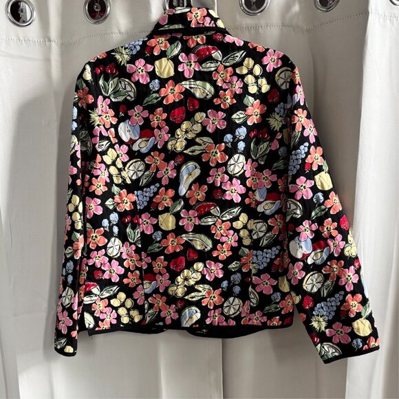 Vtg Requirements‎ Quilted Jacket Large Petite Fruit Floral Hippie Boho Y2K 18284 - Picture 2 of 8